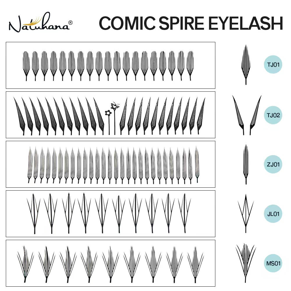 Eyelash Extension Anime - Накладные ресницы NATUHANA Comic Spire, изгиб